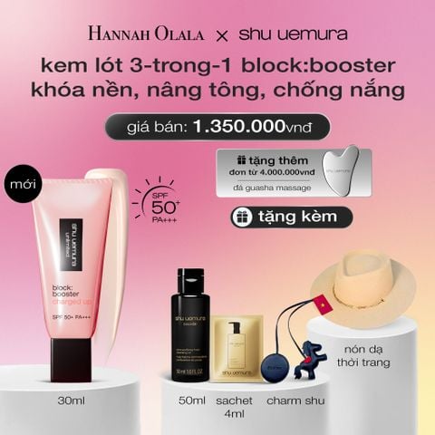  MỚI - KEM LÓT KHÓA NỀN 24H, NÂNG TÔNG VÀ CHỐNG NẮNG 3-TRONG-1 SHU UEMURA BLOCK:BOOSTER CHARGED UP_A537 