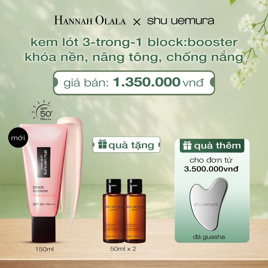 [MỚI] KEM LÓT KHÓA NỀN 24H, NÂNG TÔNG VÀ CHỐNG NẮNG 3-TRONG-1 SHU UEMURA BLOCK:BOOSTER CHARGED UP. - A682 