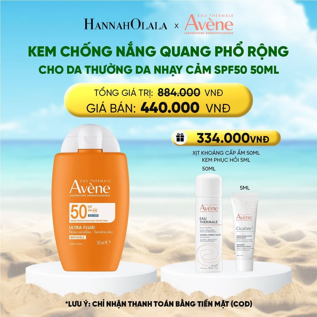  DEAL 1: KEM CHỐNG NẮNG QUANG PHỔ RỘNG CHO DA THƯỜNG DA NHẠY CẢM AVÈNE ULTRA FLUID INVISIBLE SPF50 