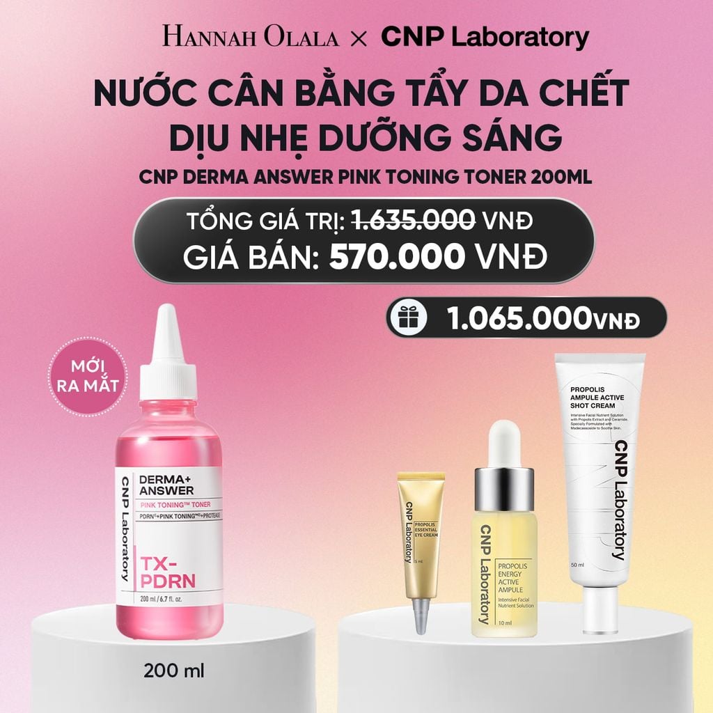  MỚI RA MẮT - NƯỚC CÂN BẰNG TẨY DA CHẾT DỊU NHẸ DƯỠNG SÁNG CNP DERMA ANSWER PINK TONING TONER 200ML_A1888 