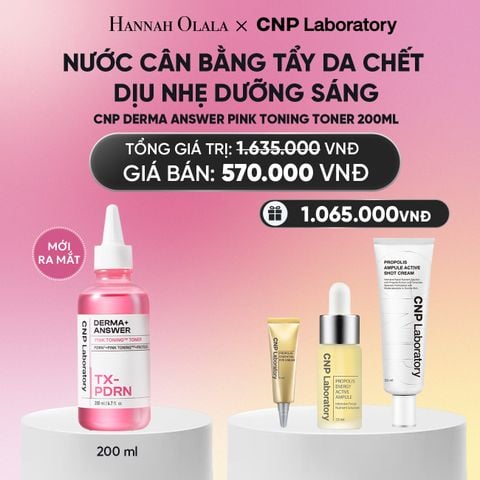  MỚI RA MẮT - NƯỚC CÂN BẰNG TẨY DA CHẾT DỊU NHẸ DƯỠNG SÁNG CNP DERMA ANSWER PINK TONING TONER 200ML_A1888 