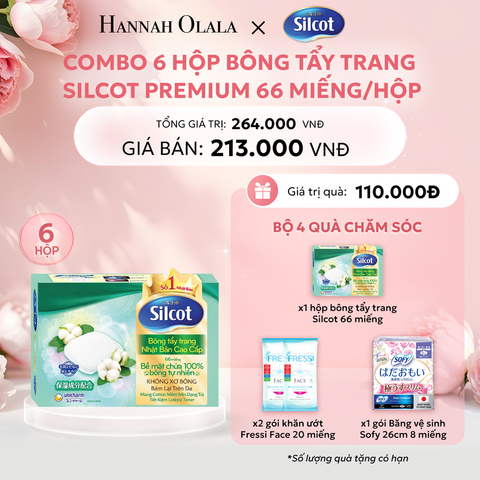  E841: Deal 4: COMBO 6 HỘP BÔNG TRANG ĐIỂM (BÔNG TẨY TRANG) CAO CẤP SILCOT PREMIUM 66 MIẾNG/HỘP 