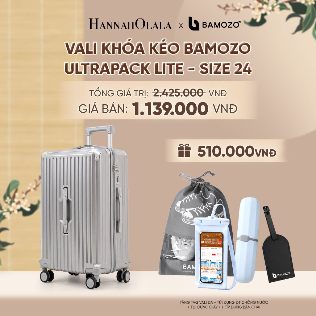  VALI BAMOZO ULTRAPACK LITE CAO CẤP BẢN KHÓA KÉO ( (TẶNG TAG VALI DA + TÚI ĐỰNG ĐT CHỐNG NƯỚC + TÚI ĐỰNG GIÀY + HỘP ĐỰNG BÀN CHẢI) - A2469 