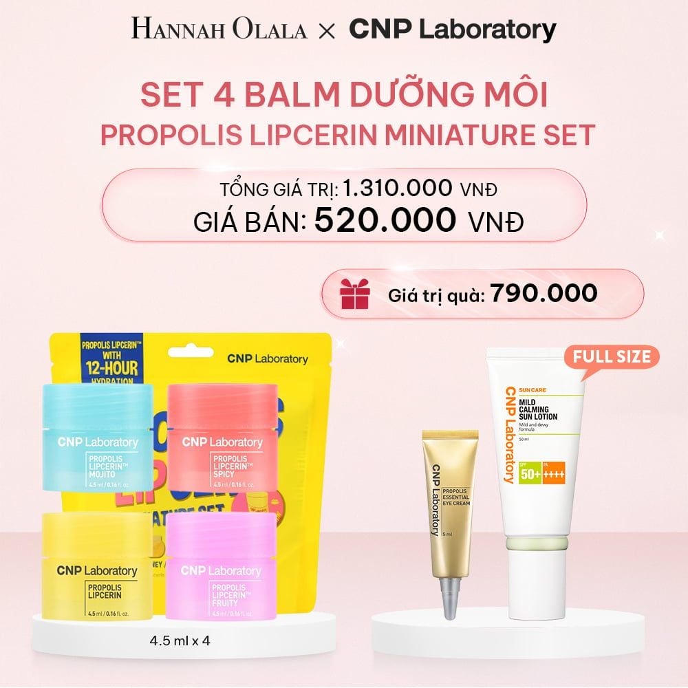  E213_DEAL 32: SET 4 BALM DƯỠNG MÔI LIPCERIN CNP PROPOLIS LIPCERIN MINIATURE SET 