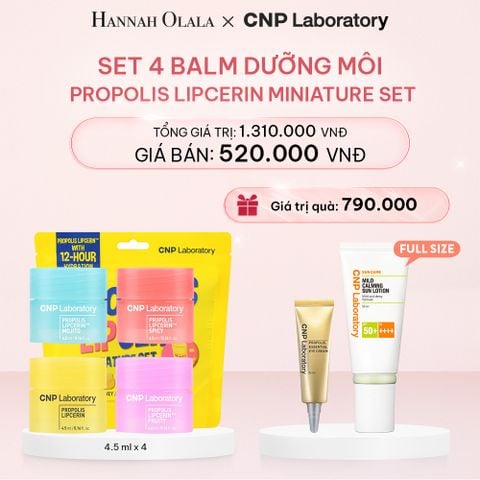 E213_DEAL 32: SET 4 BALM DƯỠNG MÔI LIPCERIN CNP PROPOLIS LIPCERIN MINIATURE SET 