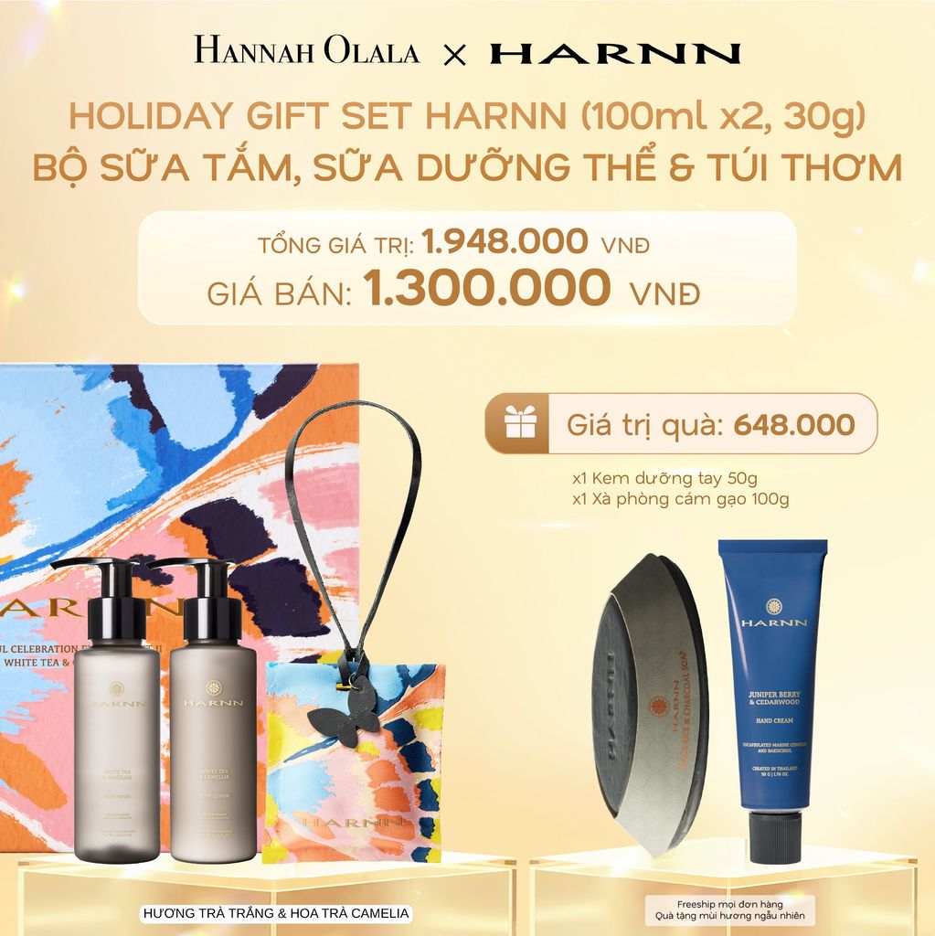  DEAL 7: HOLIDAY SET HARNN SOULFUL EXPLORER - BỘ 3 SẢN PHẨM SỮA TẮM, SỮA DƯỠNG THỂ & TÚI THƠM (100ml*x2, 30g) 