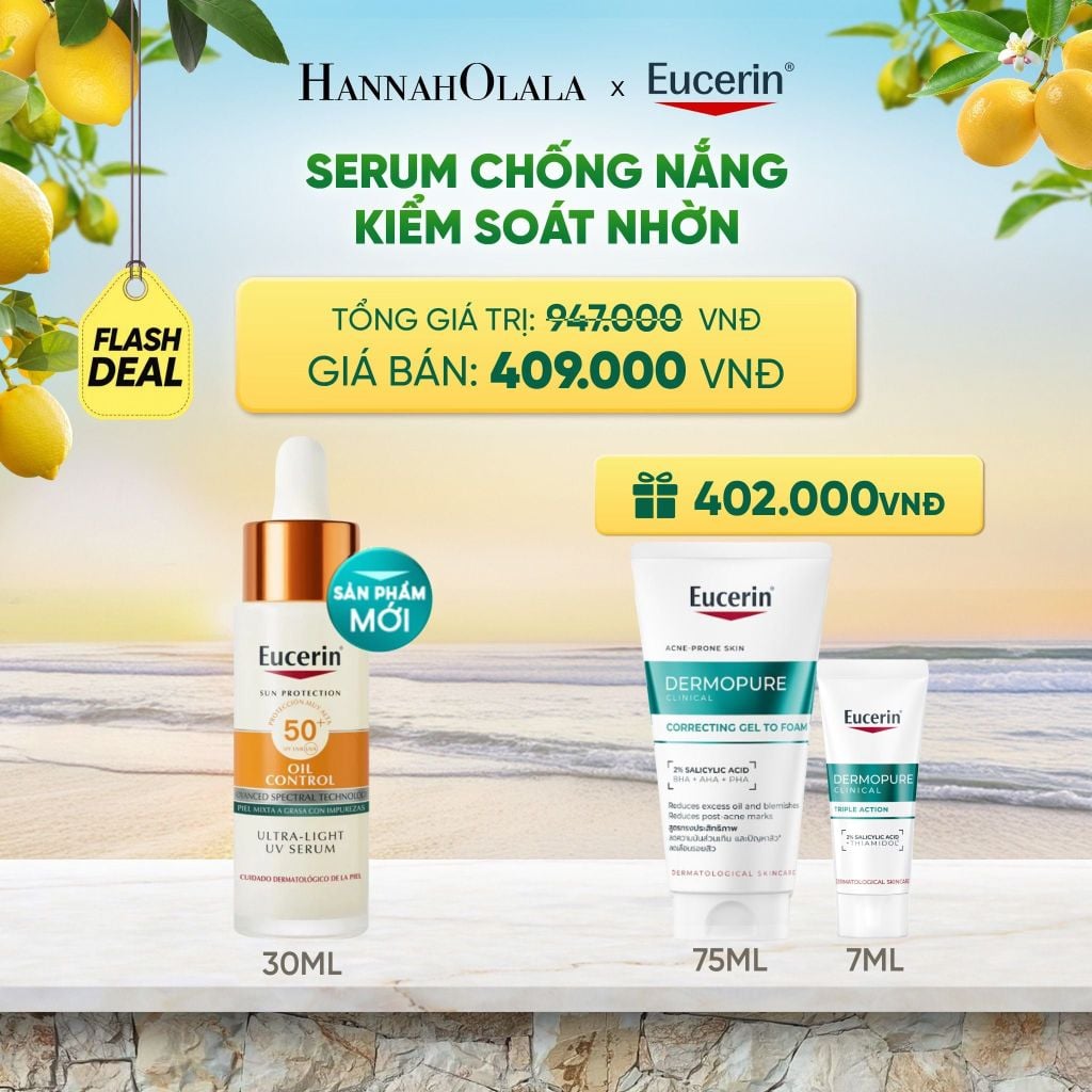  SERUM CHỐNG NẮNG KIỂM SOÁT DẦU EUCERIN OIL CONTROL ULTRA-LIGHT UV DAILY SERUM SPF50+ PA++++ 30ML DEAL 4: 