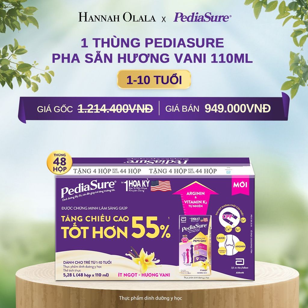  DEAL 4: 1 THÙNG PEDIASURE PHA SẴN HƯƠNG VANI 110ML 