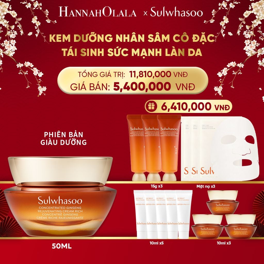  DEAL 3B: [PHIÊN BẢN GIÀU DƯỠNG] KEM DƯỠNG NHÂN SÂM CÔ ĐẶC CONCENTRATED GINSENG REJUVENATING CREAM RICH 50ML 