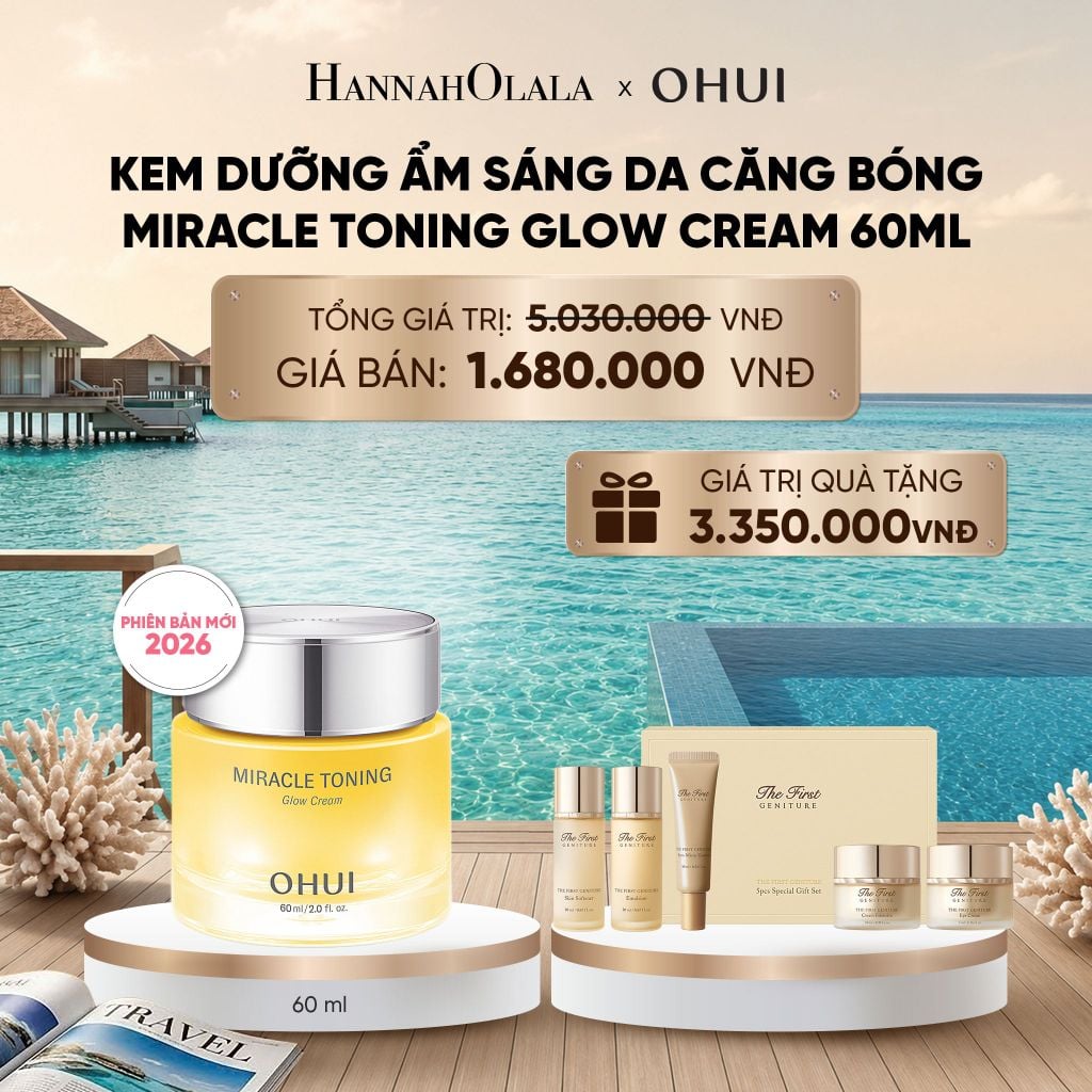  PHIÊN BẢN MỚI 2026 - KEM DƯỠNG ẨM SÁNG DA CĂNG BÓNG OHUI MIRACLE TONING GLOW CREAM 60ML_ D1546 