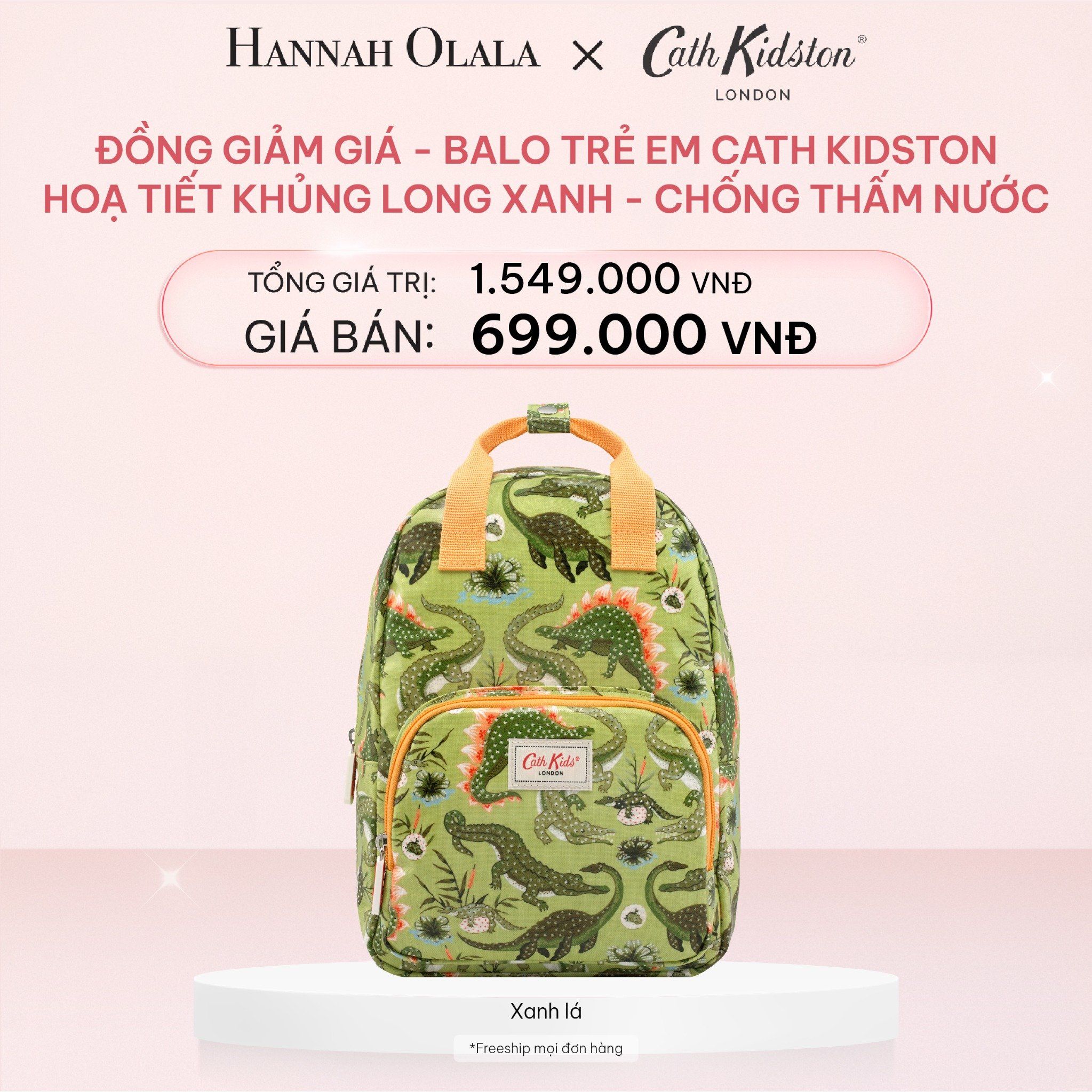  E348_DEAL 4: [ĐỒNG GIẢM GIÁ] BALO TRẺ EM CATH KIDSTON MEDIUM SIZE HOẠ TIẾT ĐÁNG YÊU PHỦ PVC CHỐNG THẤM NƯỚC 