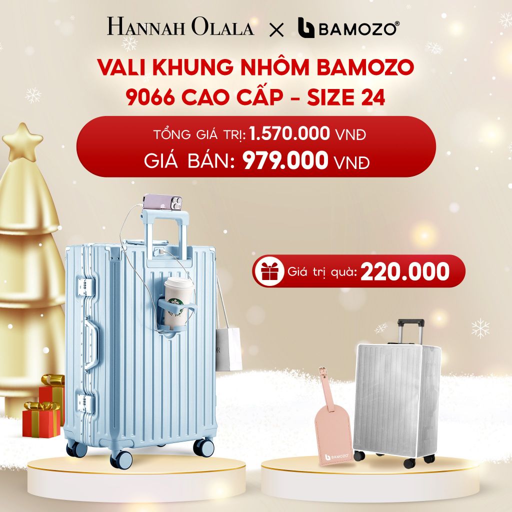  DEAL 2: VALI BAMOZO KHUNG NHÔM 9066 BẢN CAO CẤP (TẶNG BỌC VALI CC TRONG SUỐT + TAG VALI DA CHỐNG THẤT LẠC) 