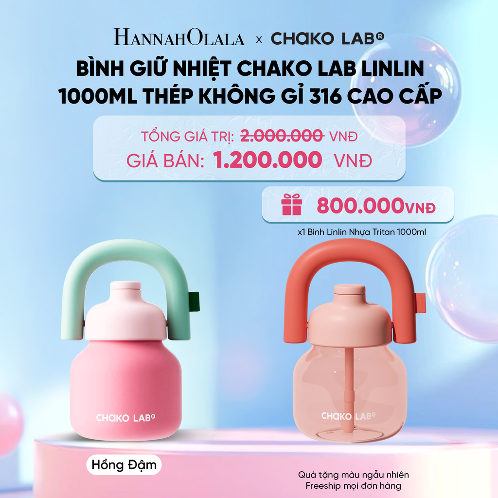  [FLASH DEAL] BÌNH GIỮ NHIỆT CHAKO LAB LINLIN 1000ML THÉP KHÔNG GỈ 316 
