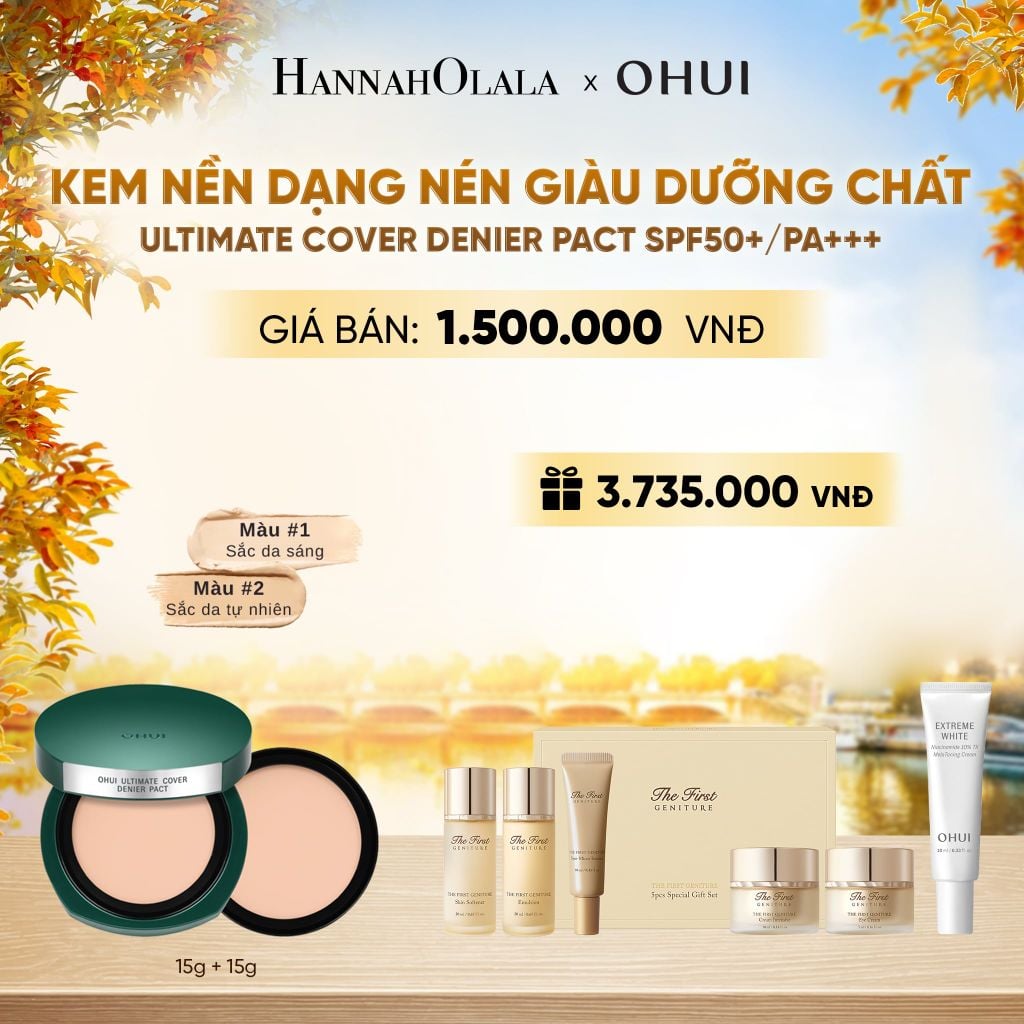  KEM NỀN DẠNG NÉN GIÀU DƯỠNG CHẤT OHUI ULTIMATE COVER DENIER PACT SPF50+/PA+++ - E2168 