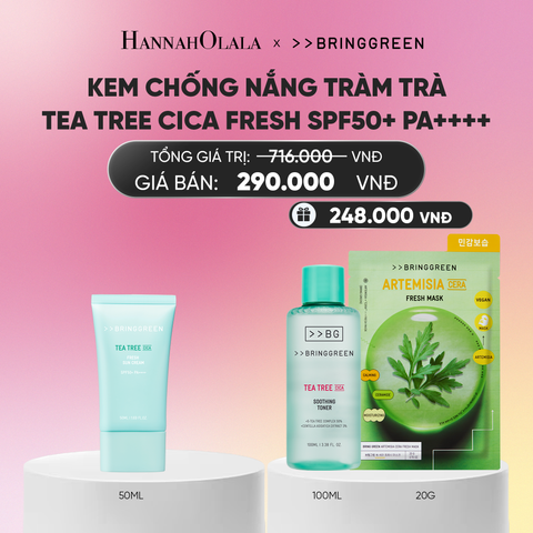  KEM CHỐNG NẮNG TRÀM TRÀ BRING GREEN TEA TREE CICA FRESH SUN CREAM SPF50+ PA++++ 50ML_A2021 