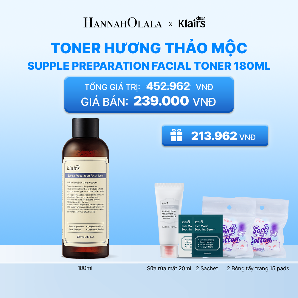  DEAR KLAIRS NƯỚC HOA HỒNG TONER 180ML /300ML_K165 