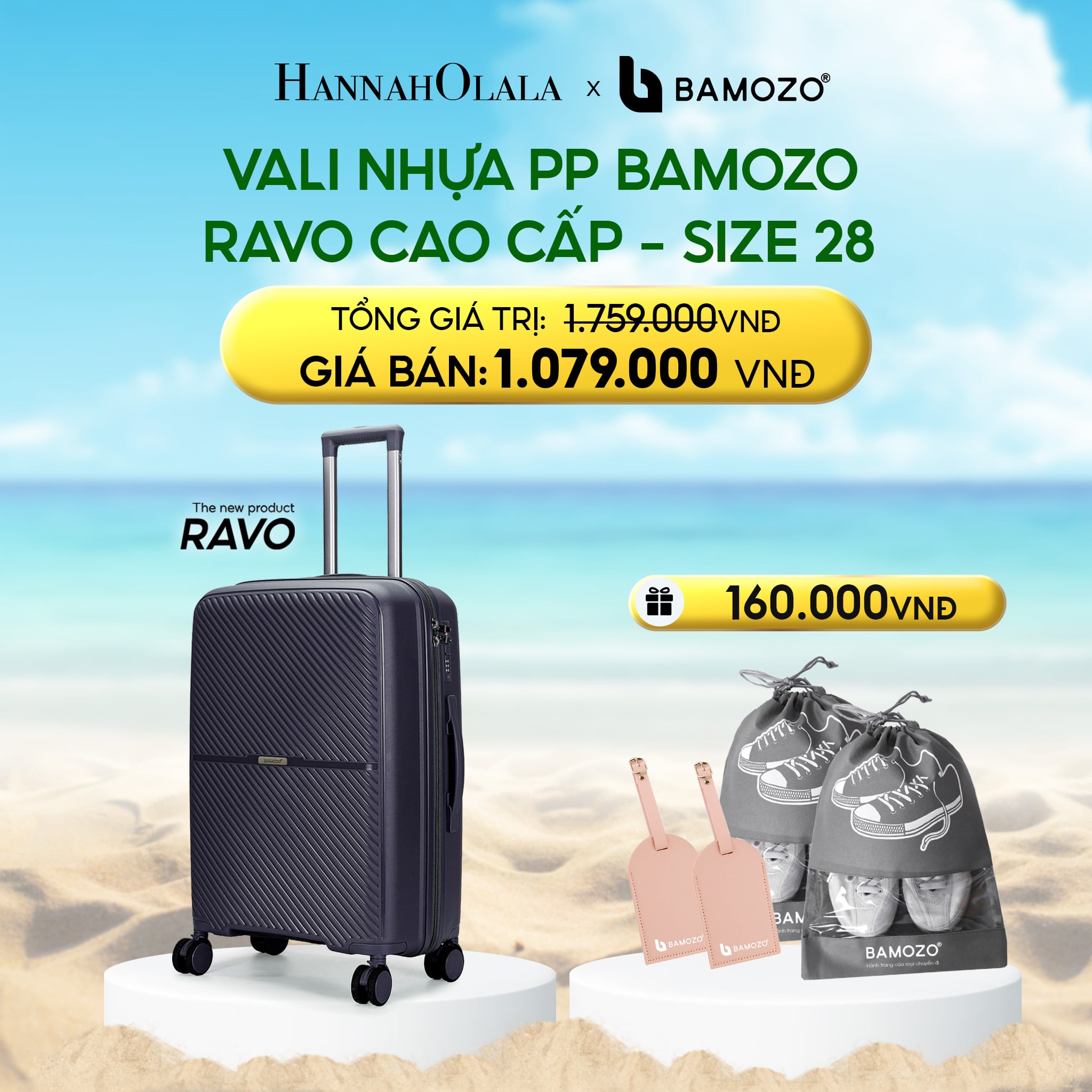 Vali Bamozo Ravo Nhựa PP Chống Vỡ