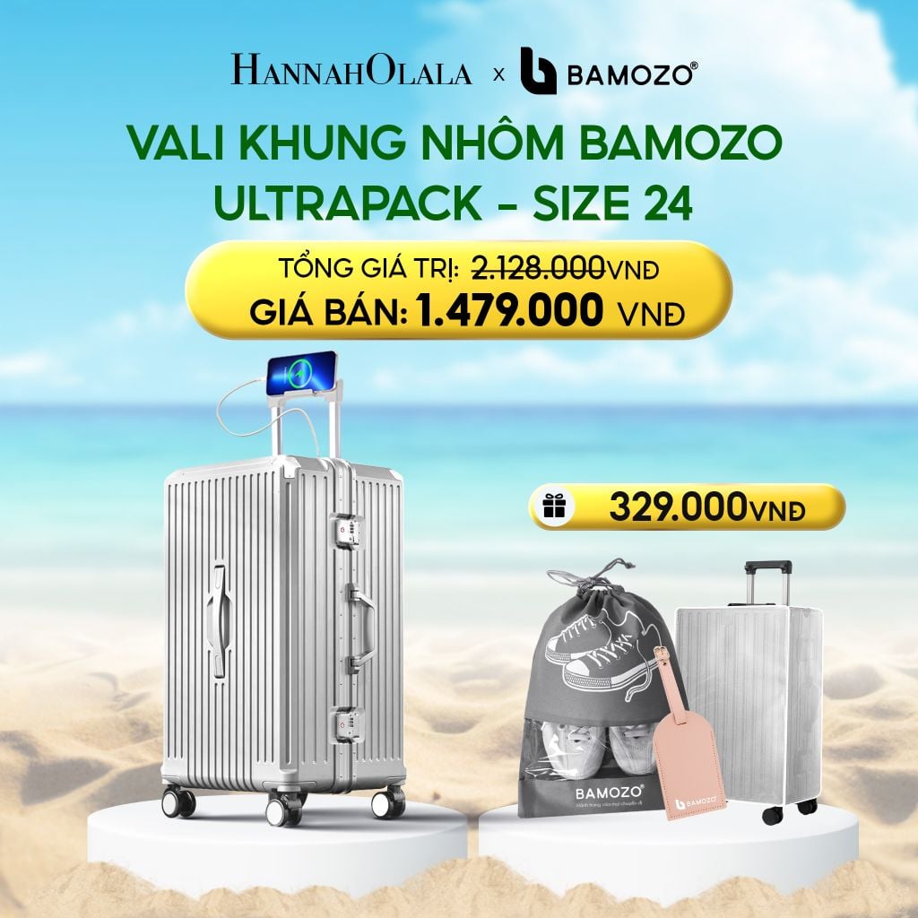  DEAL 4: VALI BAMOZO KHUNG NHÔM ULTRAPACK CAO CẤP (TẶNG VÍ THẺ DA CARD HOLDER BAMOZO + THẺ TAG DA CHỐNG THẤT LẠC + TÚI ĐỰNG GIÀY) 