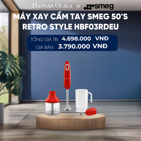  MÁY XAY CẦM TAY MÀU ĐỎ HIỆU SMEG, MODEL HBF03RDEU 