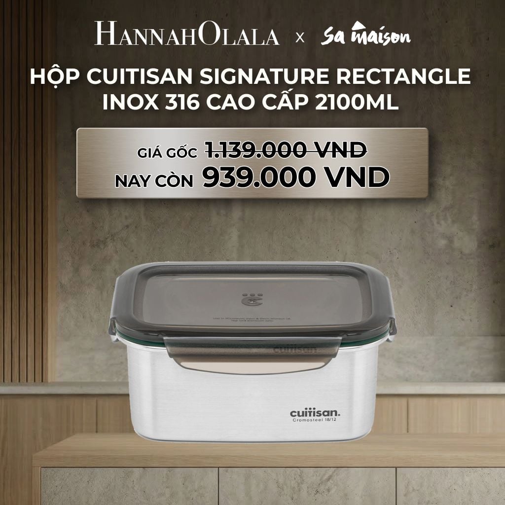  DEAL 3: HỘP INOX CAO CẤP CUITISAN SIGNATURE RECTANGLE INOX 316 