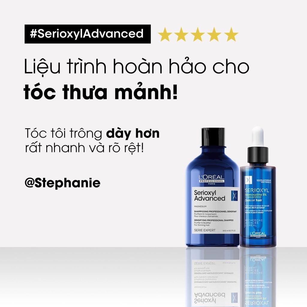  DẦU GỘI LÀM SẠCH TÓC & GIÚP TÓC TRÔNG DÀY HƠN SERIOXYL ADVANCED 500ML - DÀNH CHO TÓC THƯA, MẢNH, RỤNG - D17 