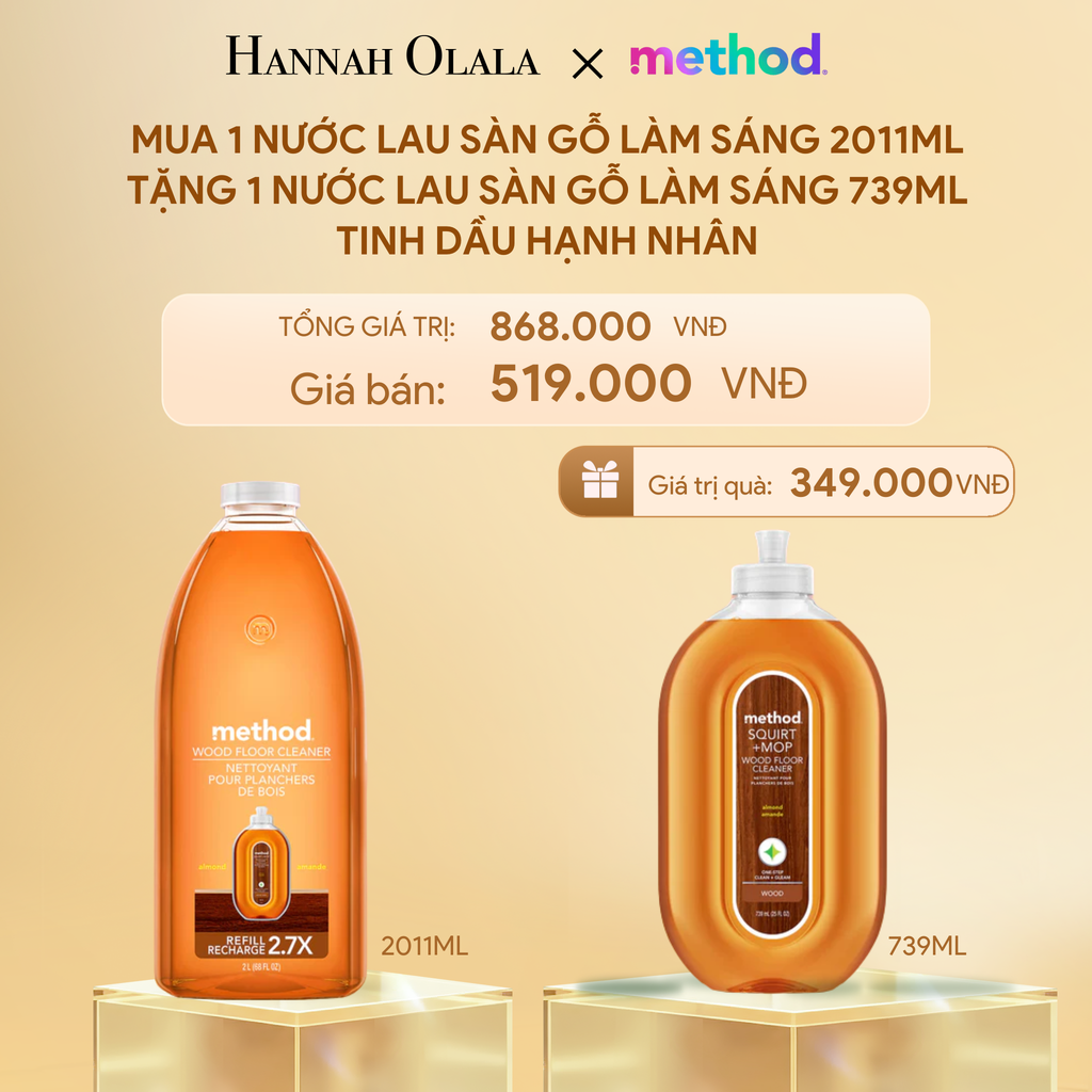  DEAL 4: [MUA 1 TẶNG 1] MUA 1 NƯỚC LAU SÀN GỖ LÀM SÁNG 2011ML TẶNG 1 NƯỚC LAU SÀN GỖ LÀM SÁNG 739ML - HƯƠNG HẠNH NHÂN 