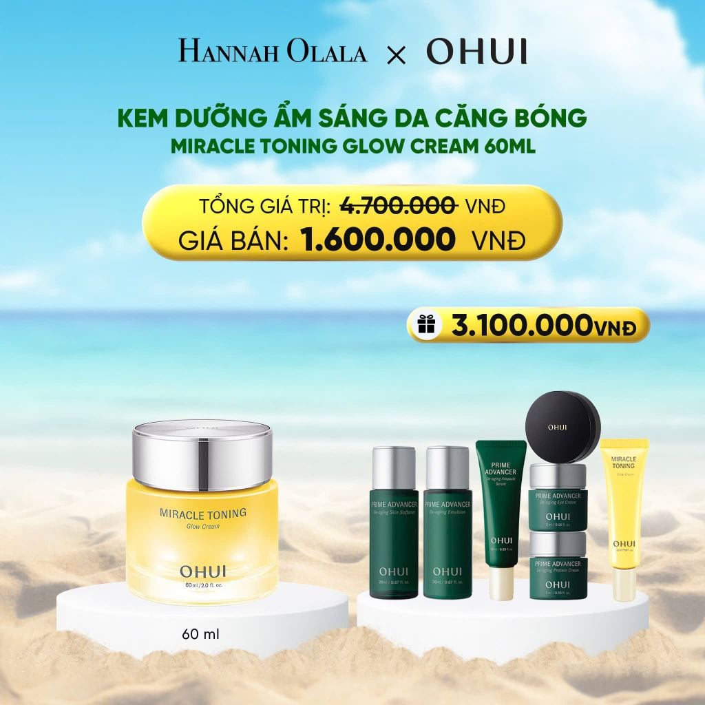  DEAL 43: KEM DƯỠNG ẨM SÁNG DA CĂNG BÓNG OHUI MIRACLE TONING GLOW CREAM 60ML 