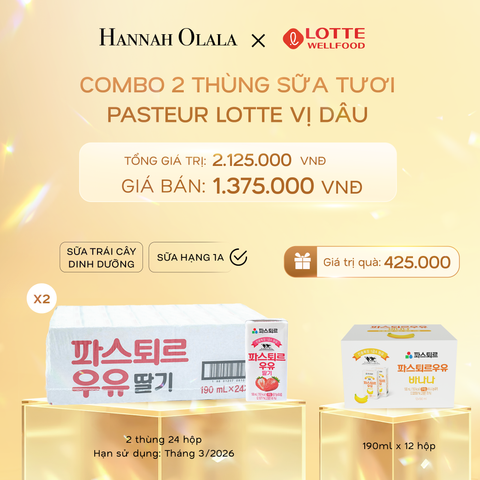  C823_DEAL 4: 2T SỮA TƯƠI PASTEUR VỊ DÂU HẠNG 1A LOTTE 24 HỘP (190ml/hộp) 