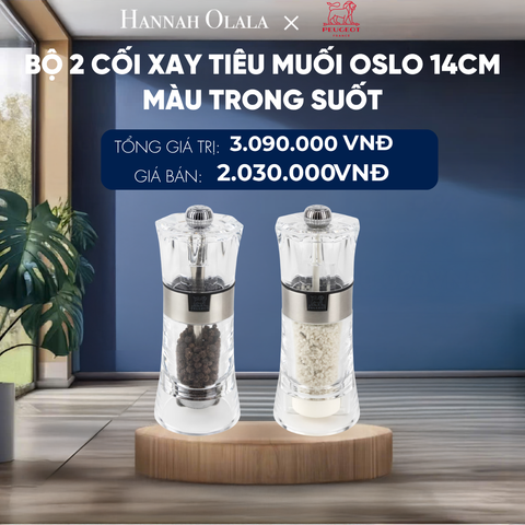  BỘ 2 CỐI XAY TIÊU MUỐI OSLO 14CM
MÀU TRONG SUỐT 