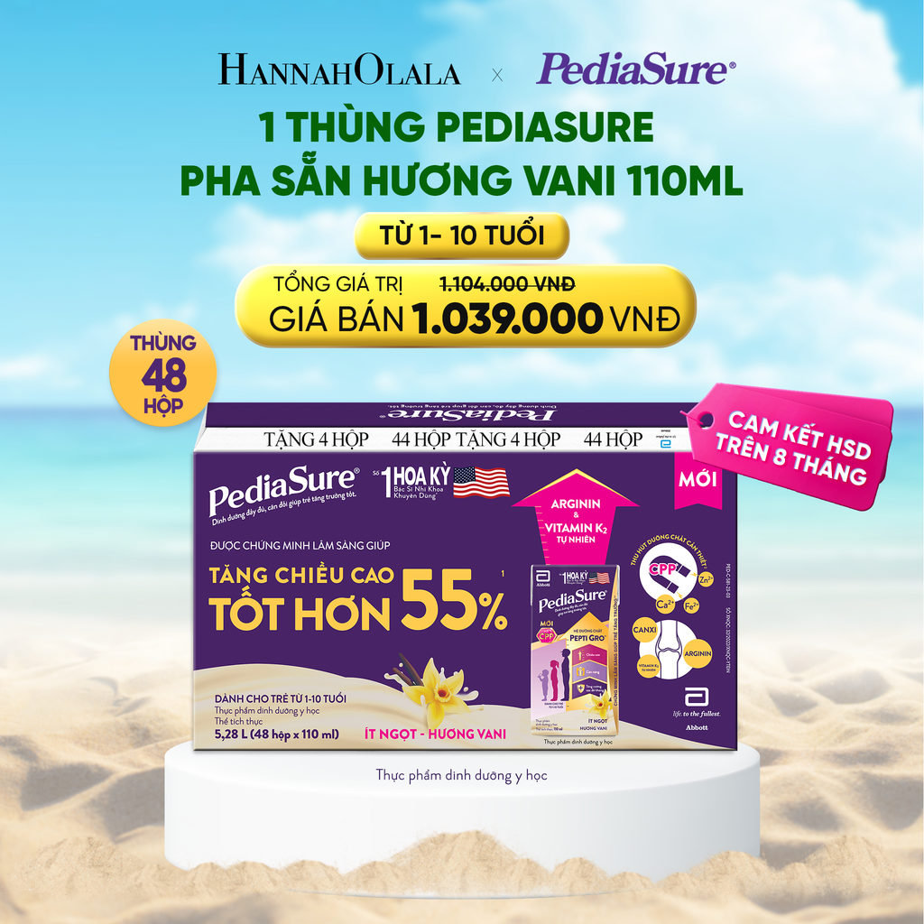  DEAL_4: 1 THÙNG PEDIASURE PHA SẴN HƯƠNG VANI 110ML 