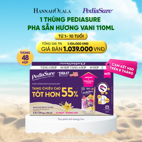  DEAL_4: 1 THÙNG PEDIASURE PHA SẴN HƯƠNG VANI 110ML 