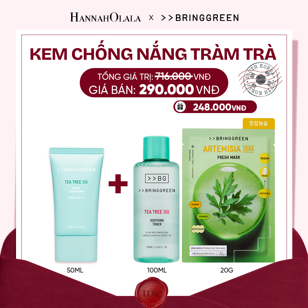  KEM CHỐNG NẮNG TRÀM TRÀ BRING GREEN TEA TREE CICA FRESH SUN CREAM SPF50+ PA++++ 50ML_M44 