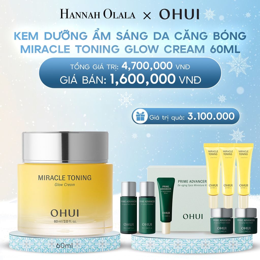  DEAL 4: KEM DƯỠNG ẨM SÁNG DA CĂNG BÓNG OHUI MIRACLE TONING GLOW CREAM 60ML 