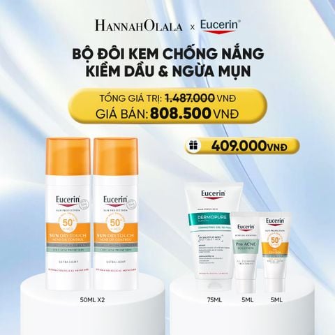  BỘ ĐÔI KEM CHỐNG NẮNG KIỀM DẦU & NGỪA MỤN EUCERIN SUN DRY TOUCH SPF50+ 50ML - DEAL 4 