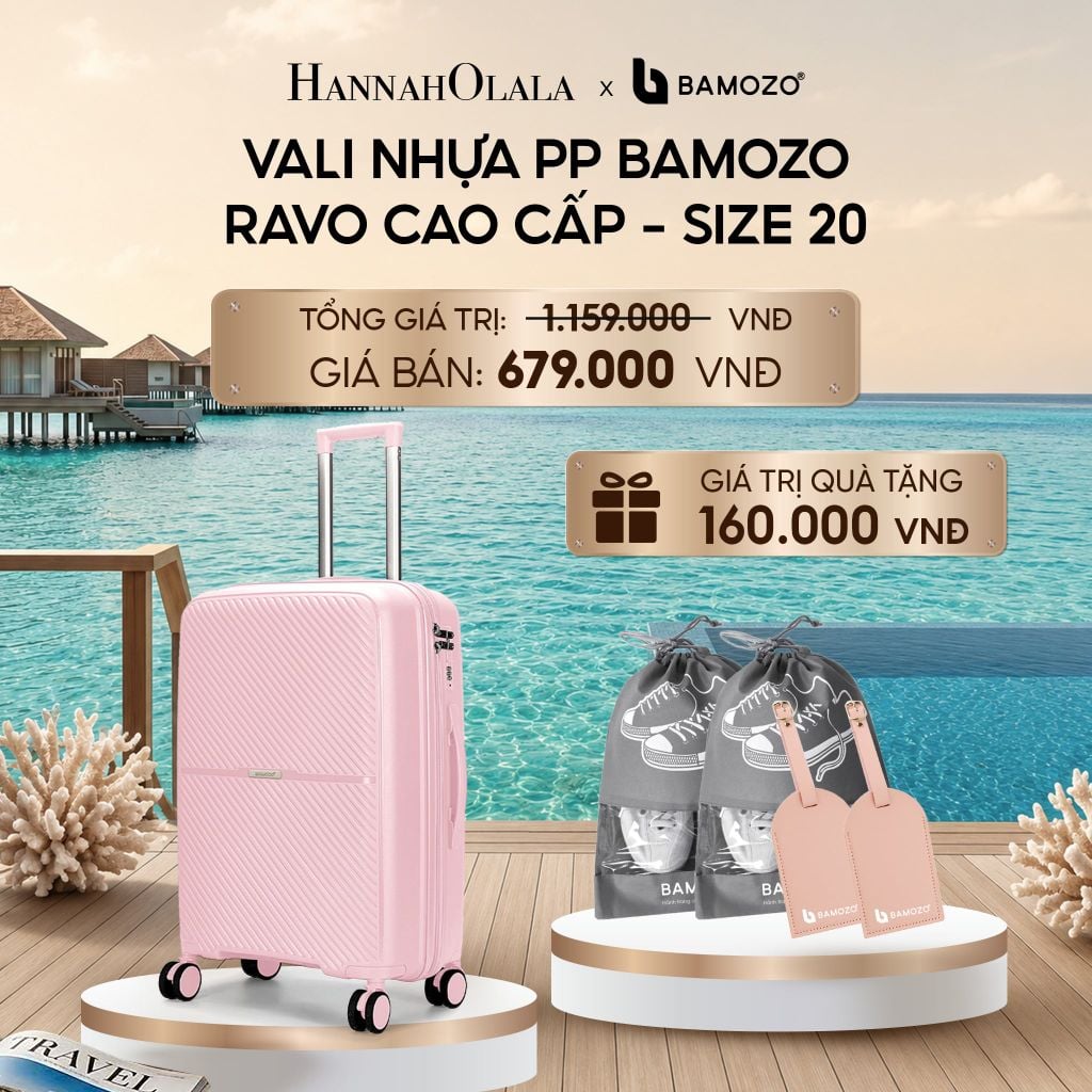  VALI BAMOZO RAVO NHỰA PP CAO CẤP CHỐNG VỠ (TẶNG 2 THẺ TAG DA CHỐNG THẤT LẠC, 2 TÚI ĐỰNG GIÀY XÁM)_ D1973 