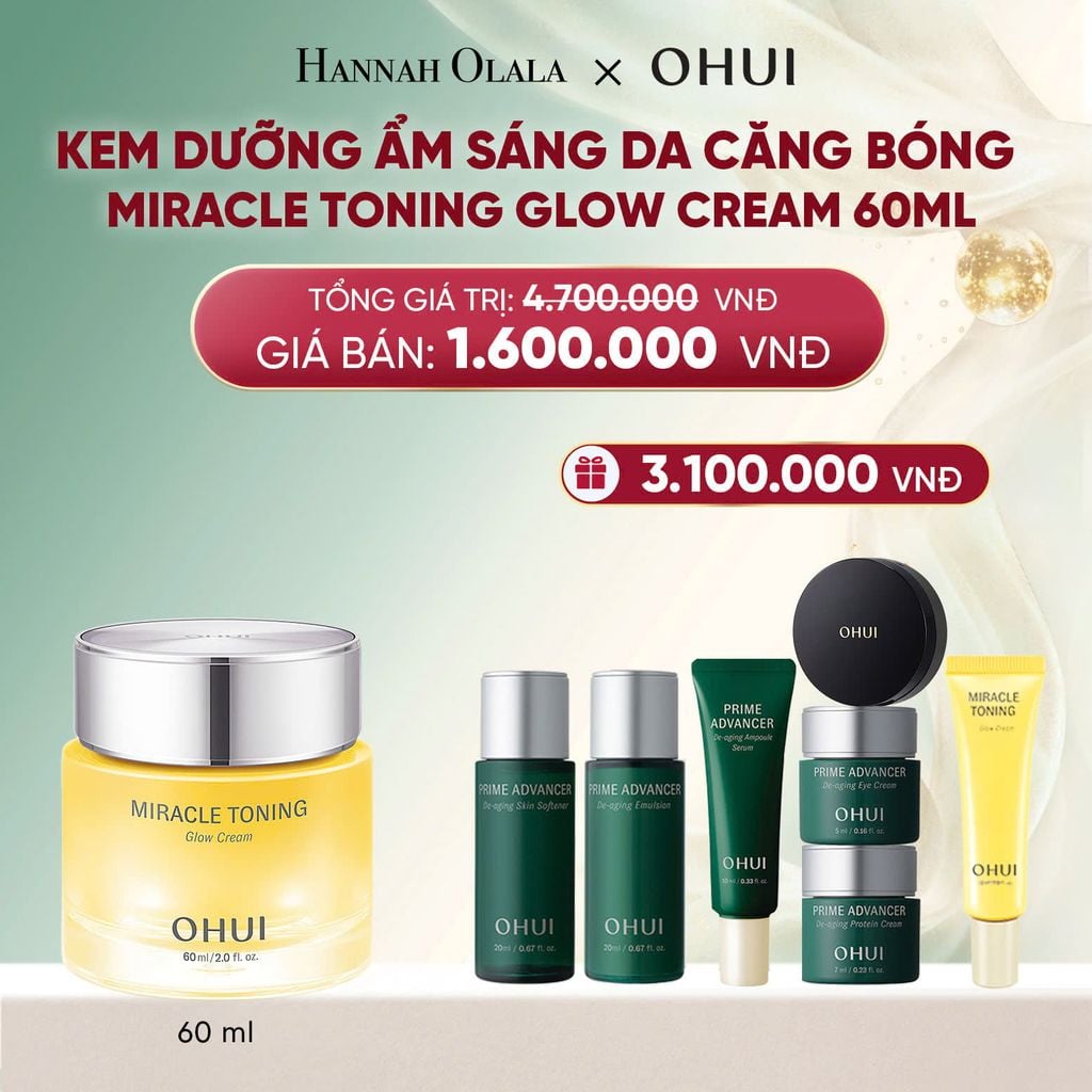  DEAL 46: KEM DƯỠNG ẨM SÁNG DA CĂNG BÓNG OHUI MIRACLE TONING GLOW CREAM 60ML 