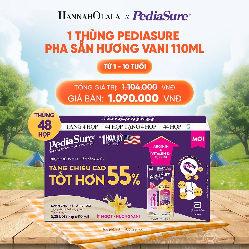  1 THÙNG PEDIASURE PHA SẴN HƯƠNG VANI 110ML DEAL 4: 