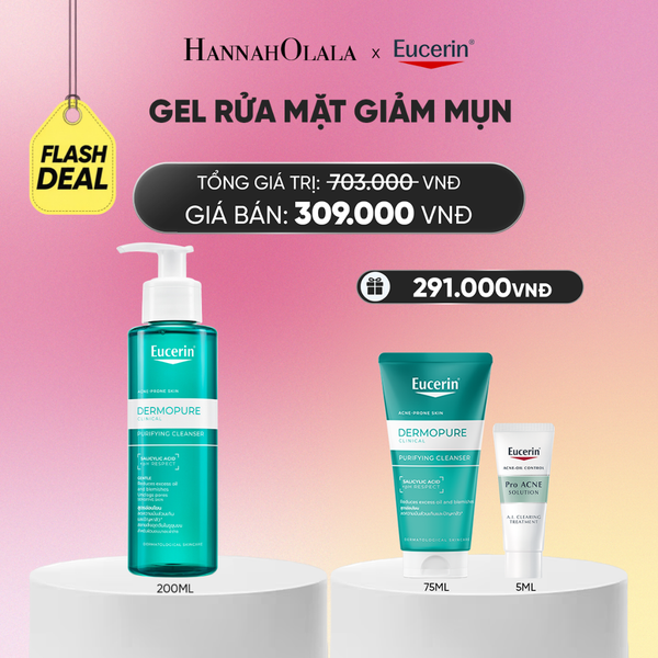  FLASHDEAL4: GEL RỬA MẶT EUCERIN DERMOPURE CLINICAL PURIFYING CLEANSER 200ML_ A1578 