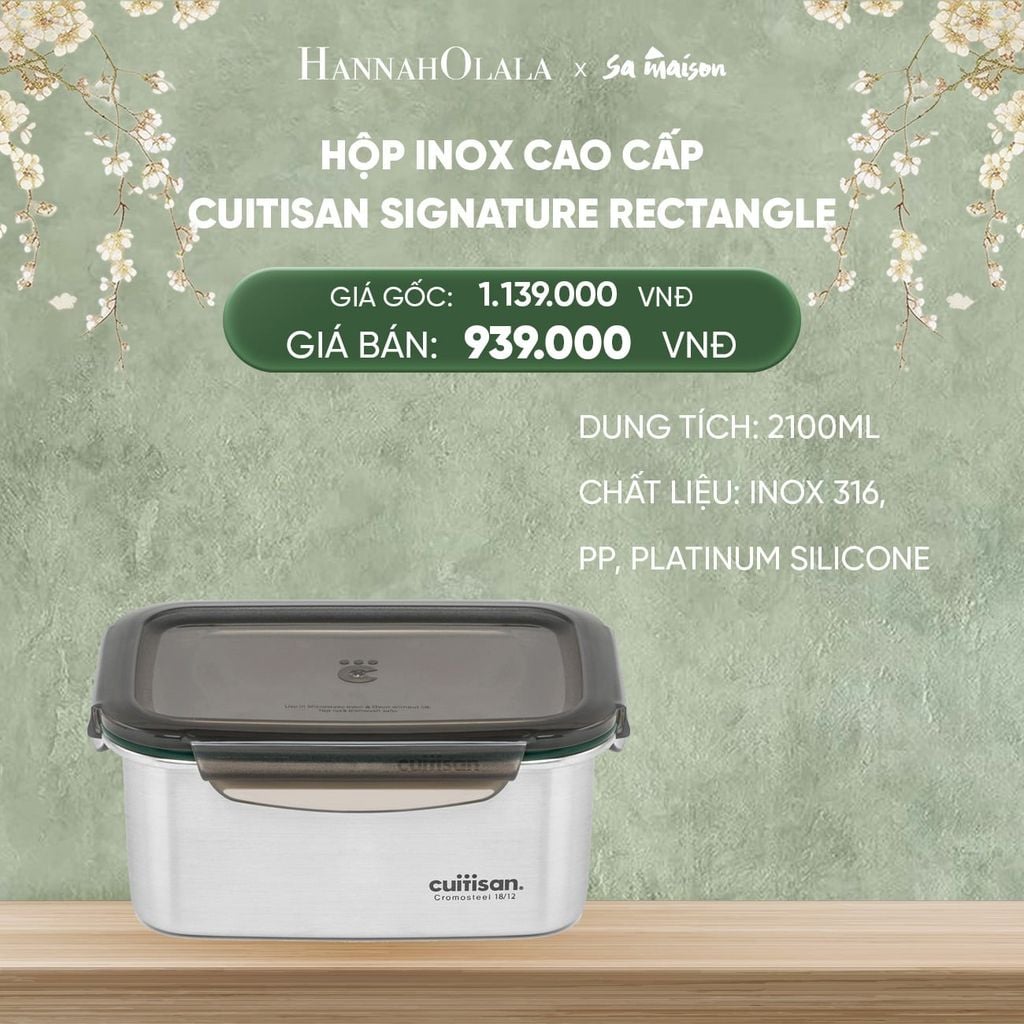  DEAL 17: HỘP INOX CAO CẤP CUITISAN SIGNATURE RECTANGLE INOX 316 