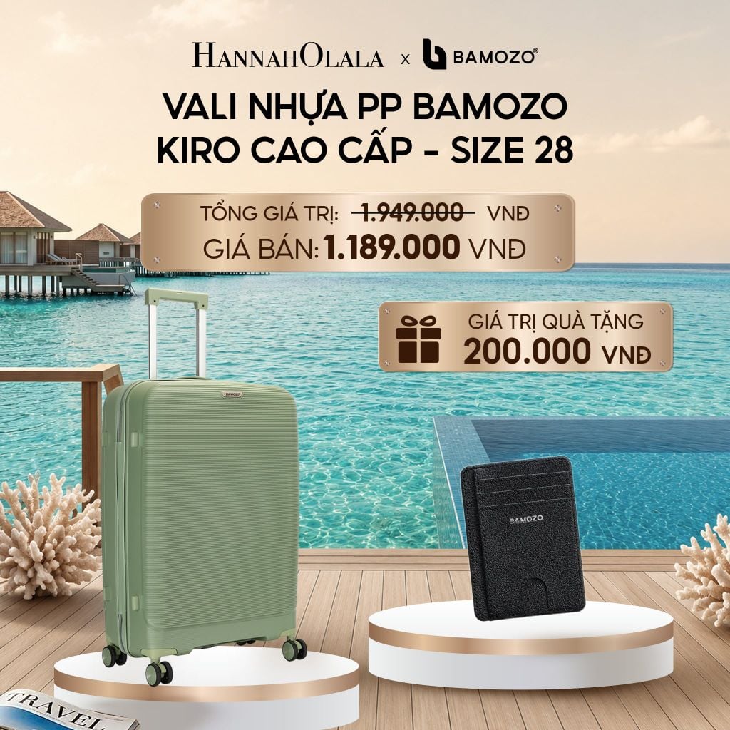  VALI BAMOZO KIRO NHỰA PP CAO CẤP CHỐNG VỠ, CHỐNG RẠCH (TẶNG VÍ THẺ DA CARD HOLDER BAMOZO)_ D1974 
