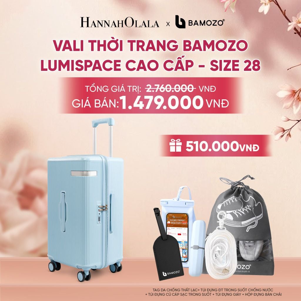 VALI BAMOZO LUMISPACE CAO CẤP (TẶNG TAG VALI DA + TÚI ĐỰNG ĐT CHỐNG NƯỚC + TÚI ĐỰNG CÁP SẠC + TÚI ĐỰNG GIÀY + HỘP ĐỰNG BÀN CHẢI) - A1574 