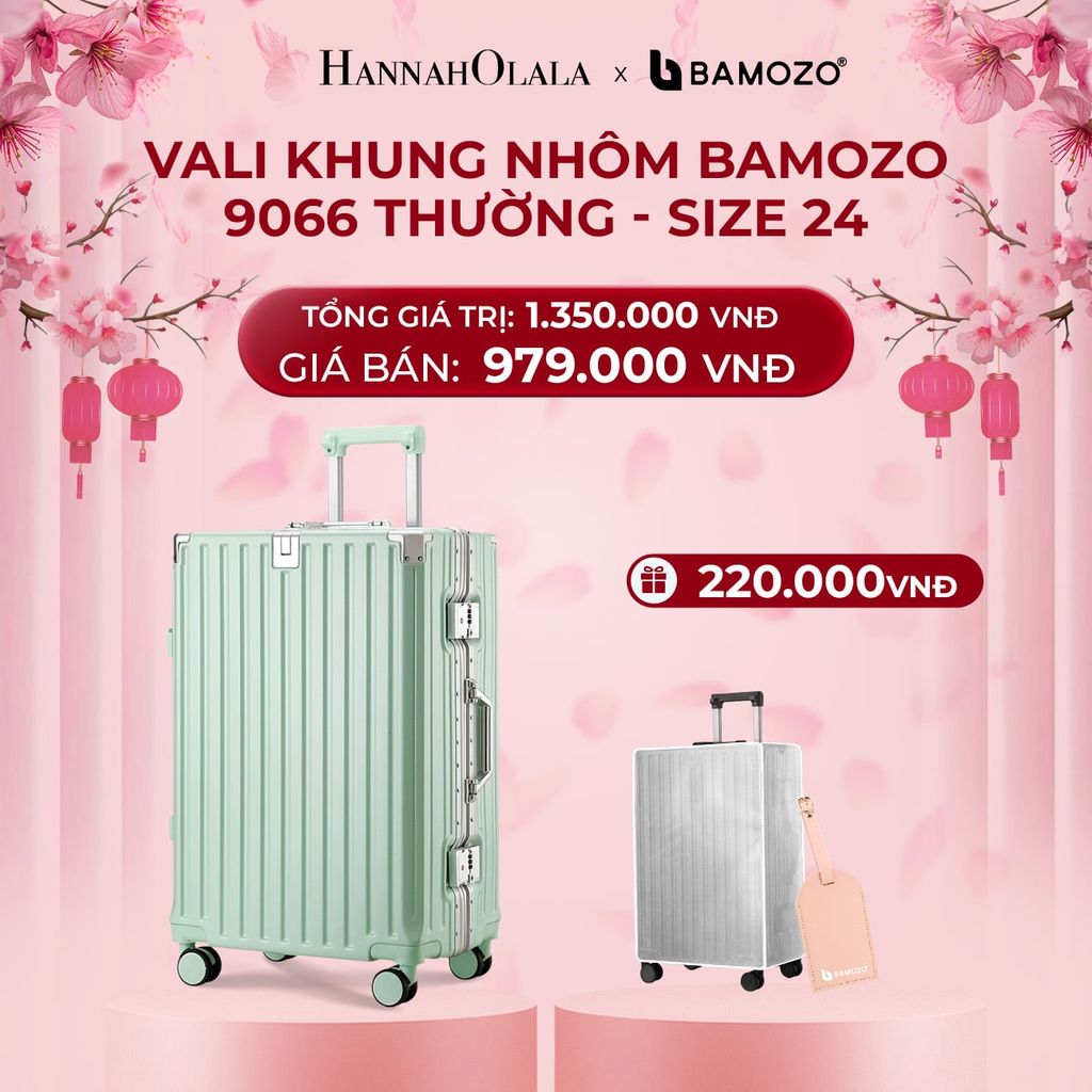  DEAL 3: VALI BAMOZO KHUNG NHÔM 9066 BẢN THƯỜNG (TẶNG BỌC VALI TRONG SUỐT + TAG HÀNH LÝ DA) 