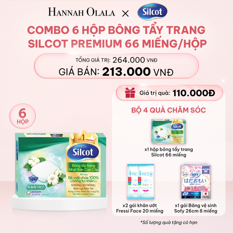  E739_DEAL 4: COMBO 6 HỘP BÔNG TRANG ĐIỂM (BÔNG TẨY TRANG) CAO CẤP SILCOT PREMIUM 66 MIẾNG/HỘP 