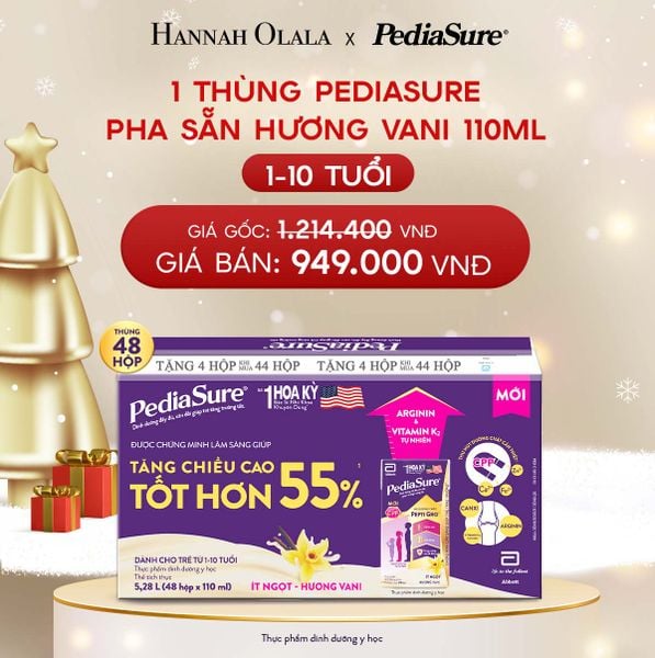  A195_DEAL 4: 1 THÙNG PEDIASURE PHA SẴN HƯƠNG VANI 110ML 