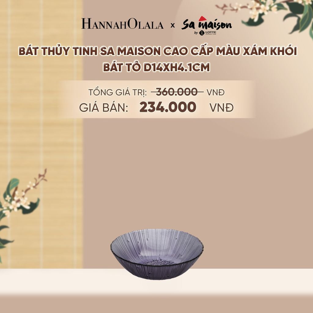 BÁT THỦY TINH SA MAISON CAO CẤP MÀU XÁM KHÓI - DEAL 10 - A1779 