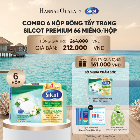  COMBO 6 HỘP BÔNG TRANG ĐIỂM (BÔNG TẨY TRANG) CAO CẤP SILCOT PREMIUM 66 MIẾNG/HỘP_ D879 