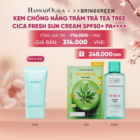  KEM CHỐNG NẮNG TRÀM TRÀ BRING GREEN TEA TREE CICA FRESH SUN CREAM SPF50+ PA++++ 50ML - A1526 