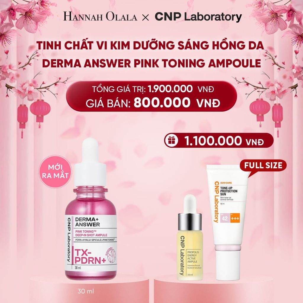  [GIAO HÀNG TỪ 08.01] DEAL 4: MỚI RA MẮT - TINH CHẤT VI KIM DƯỠNG SÁNG HỒNG DA CNP DERMA ANSWER PINK TONING AMPOULE 30ML 