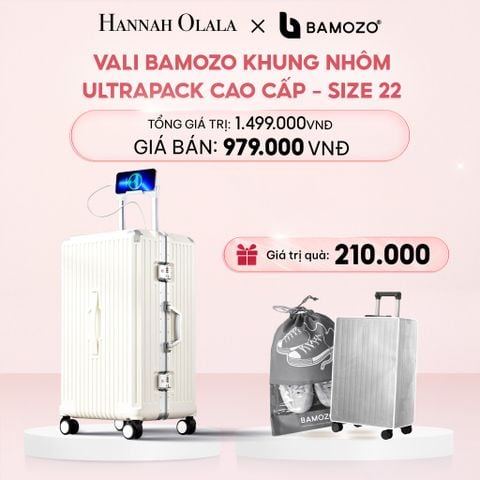  E52_DEAL 4: VALI BAMOZO KHUNG NHÔM ULTRAPACK CAO CẤP (TẶNG BỌC VALI CC TRONG SUỐT + TÚI ĐỰNG GIÀY) 