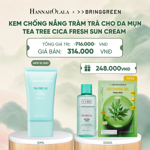  KEM CHỐNG NẮNG TRÀM TRÀ BRING GREEN TEA TREE CICA FRESH SUN CREAM SPF50+ PA++++ 50ML - A1427 